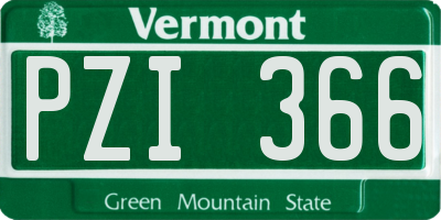 VT license plate PZI366