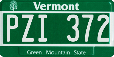 VT license plate PZI372