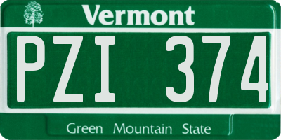 VT license plate PZI374