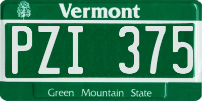 VT license plate PZI375