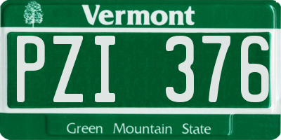 VT license plate PZI376