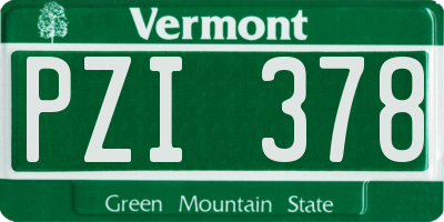 VT license plate PZI378