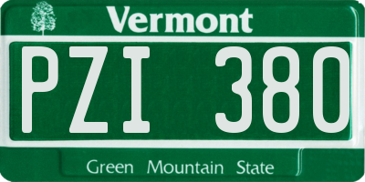 VT license plate PZI380