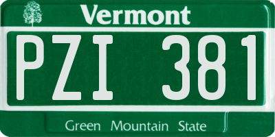 VT license plate PZI381