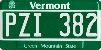 VT license plate PZI382