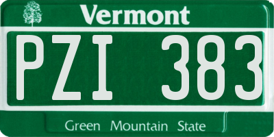 VT license plate PZI383