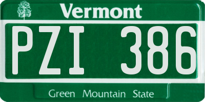 VT license plate PZI386