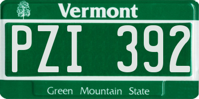 VT license plate PZI392