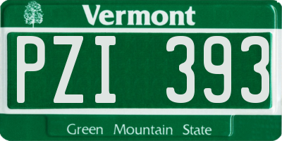 VT license plate PZI393