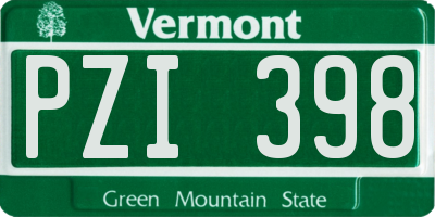 VT license plate PZI398