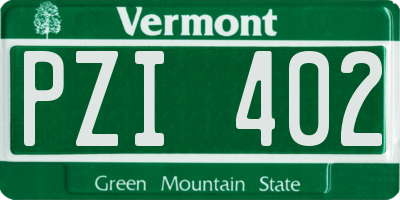 VT license plate PZI402