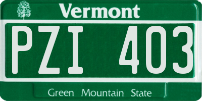 VT license plate PZI403