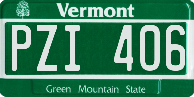 VT license plate PZI406