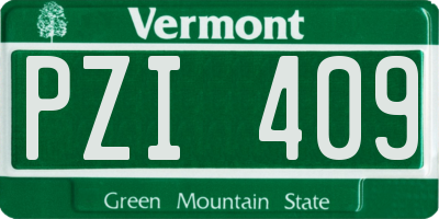 VT license plate PZI409