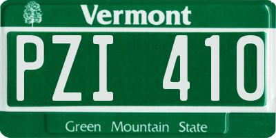 VT license plate PZI410