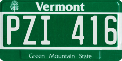 VT license plate PZI416