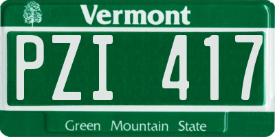 VT license plate PZI417