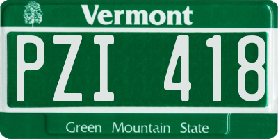 VT license plate PZI418