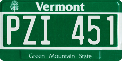 VT license plate PZI451
