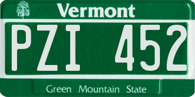 VT license plate PZI452