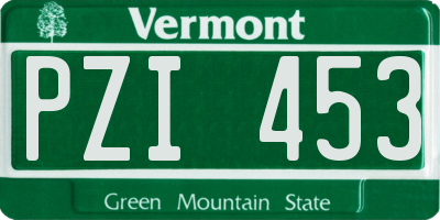 VT license plate PZI453
