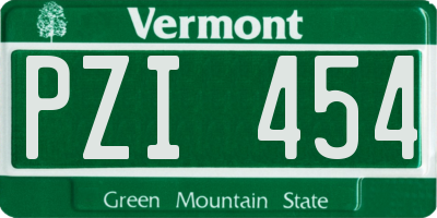 VT license plate PZI454