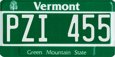 VT license plate PZI455