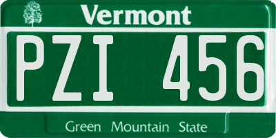 VT license plate PZI456