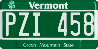 VT license plate PZI458