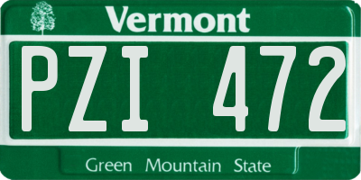 VT license plate PZI472