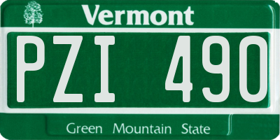 VT license plate PZI490