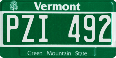 VT license plate PZI492