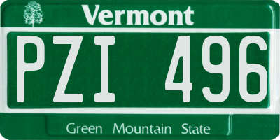 VT license plate PZI496