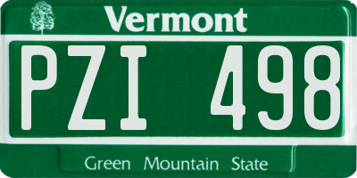 VT license plate PZI498
