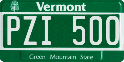 VT license plate PZI500