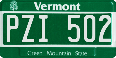 VT license plate PZI502