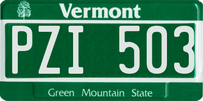 VT license plate PZI503
