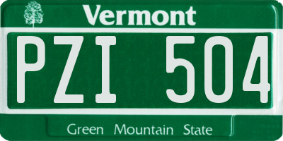 VT license plate PZI504