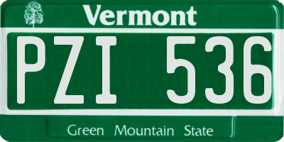 VT license plate PZI536