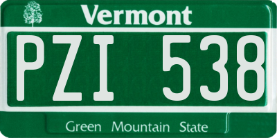 VT license plate PZI538