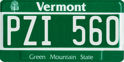 VT license plate PZI560
