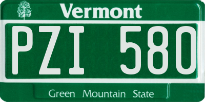 VT license plate PZI580