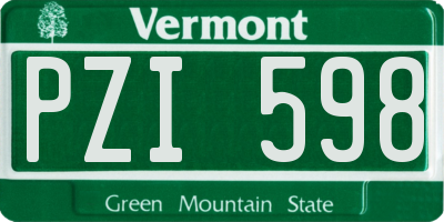 VT license plate PZI598