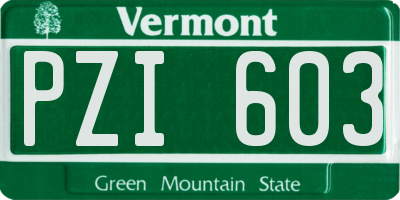 VT license plate PZI603