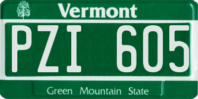 VT license plate PZI605