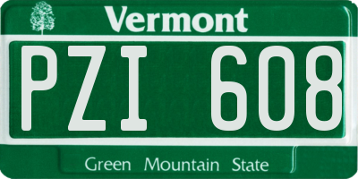 VT license plate PZI608