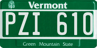 VT license plate PZI610