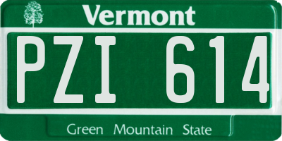 VT license plate PZI614