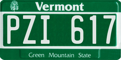 VT license plate PZI617