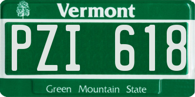 VT license plate PZI618